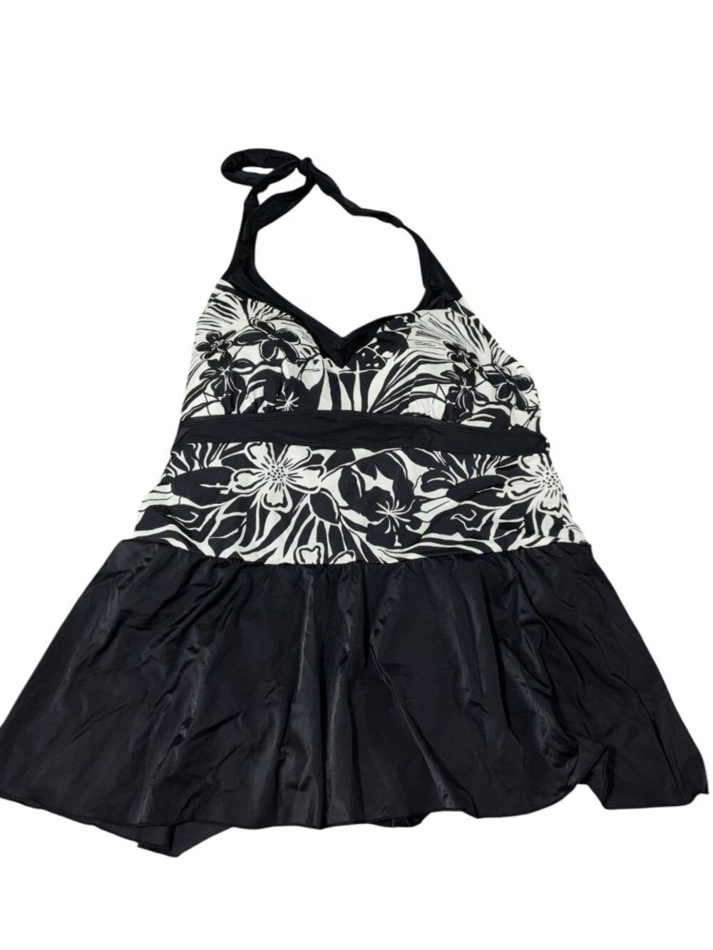 Merona 22W Black and White Floral Swim Top